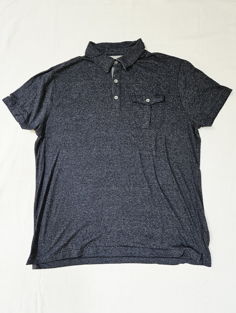Men's Banana Republic Heathered Navy Polo Shirt with Chest Pocket